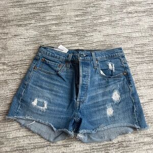 Levi’s Distressed Blue 501 Denim Shorts